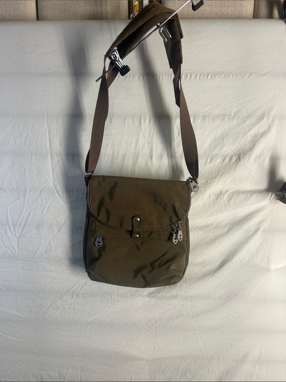 Baggallini Olive Crossbody Bag with Brown Strap